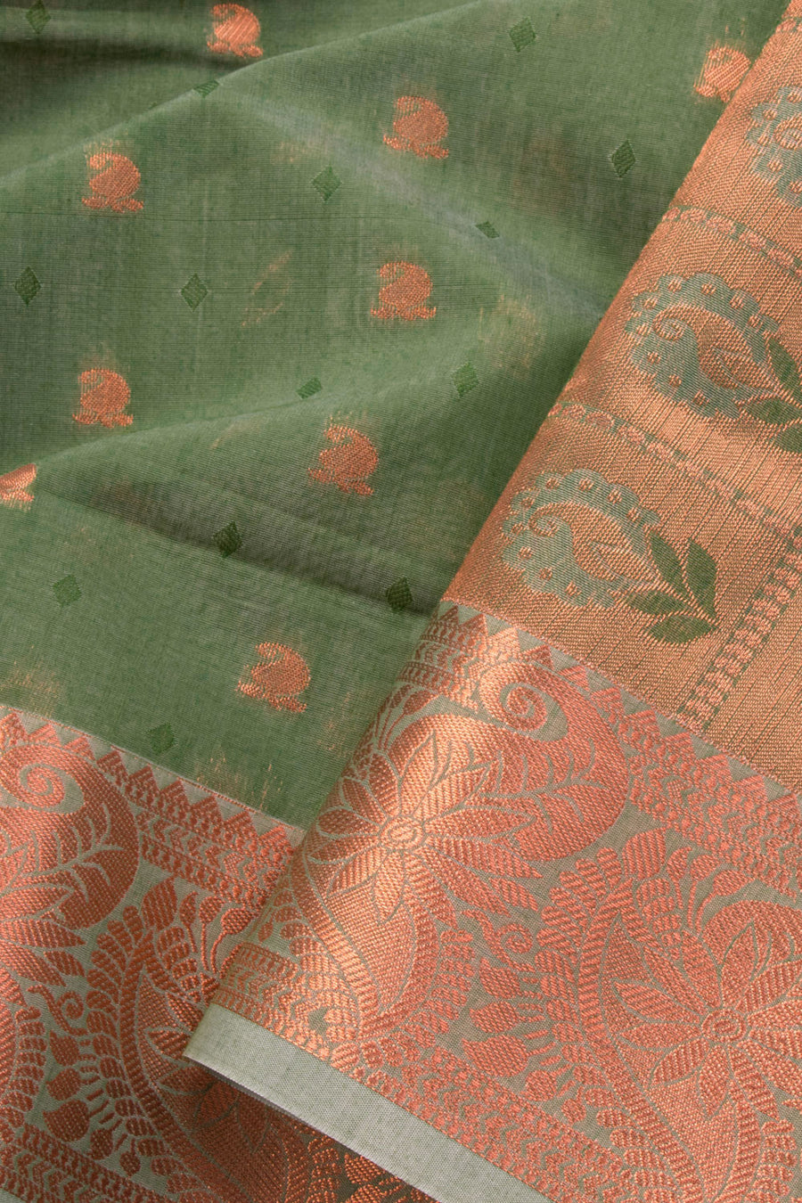 Green South Silk Cotton Saree 10069876 - Avishya