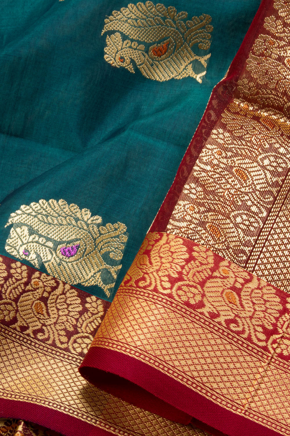 Blue Madurai Silk Cotton Saree 10069894 - Avishya