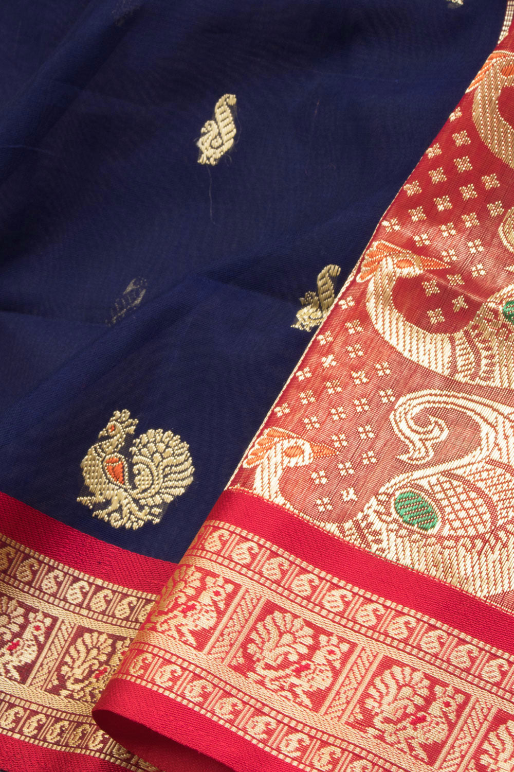 Blue Madurai Silk Cotton Saree 10069898 - Avishya
