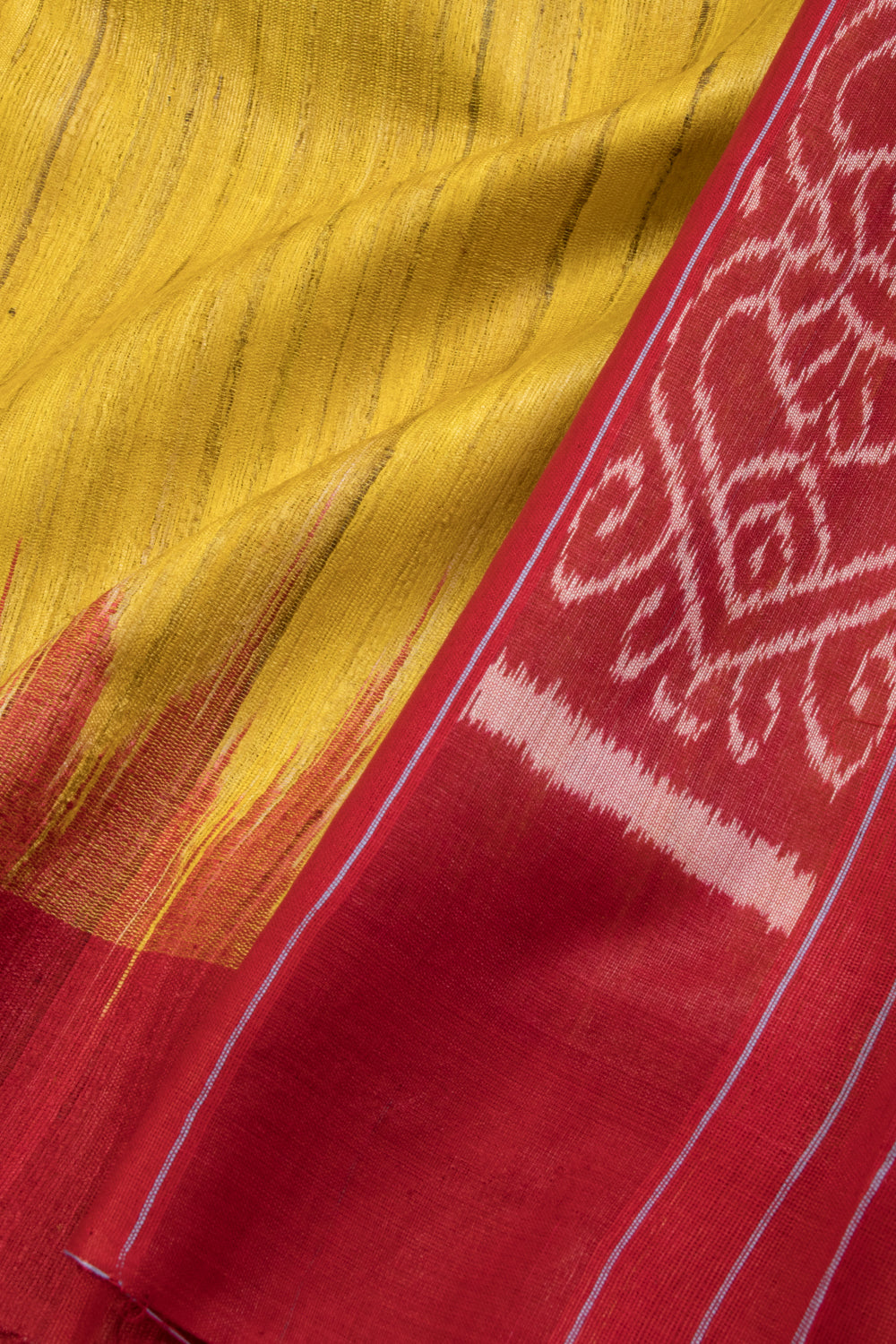 Corn Yellow Gopalpur Tussar Silk Saree with Ikat pallu 10069907 - Avishya 