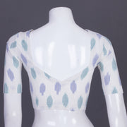 White Handcrafted Ikat Cotton Blouse Without Lining 10069947 - Avishya