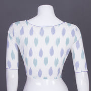 White Handcrafted Ikat Cotton Blouse Without Lining 10069948 - Avishya