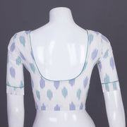 White Handcrafted Ikat Cotton Blouse Without Lining 10069949 - Avishya