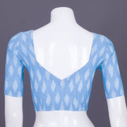 Blue Handcrafted Ikat Cotton Blouse Without Lining 10069951 - Avishya