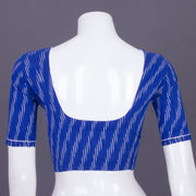 Blue Handcrafted Ikat Cotton Blouse Without Lining 10069958 - Avishya