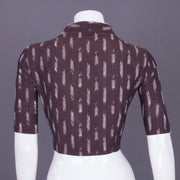 Brown Handcrafted Ikat Cotton Blouse Without Lining 10069960 - Avishya