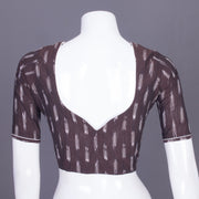 Brown Handcrafted Ikat Cotton Blouse Without Lining 10069963 - Avishya