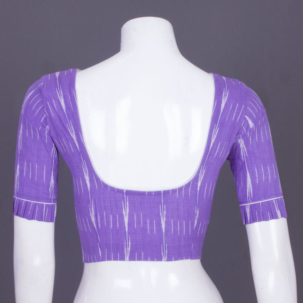 Lavender Handcrafted Ikat Cotton Blouse Without Lining 10069965 - Avishya