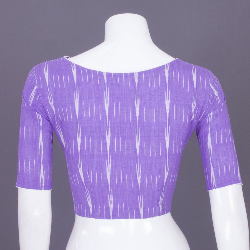 Lavender Handcrafted Ikat Cotton Blouse Without Lining 10069966 - Avishya