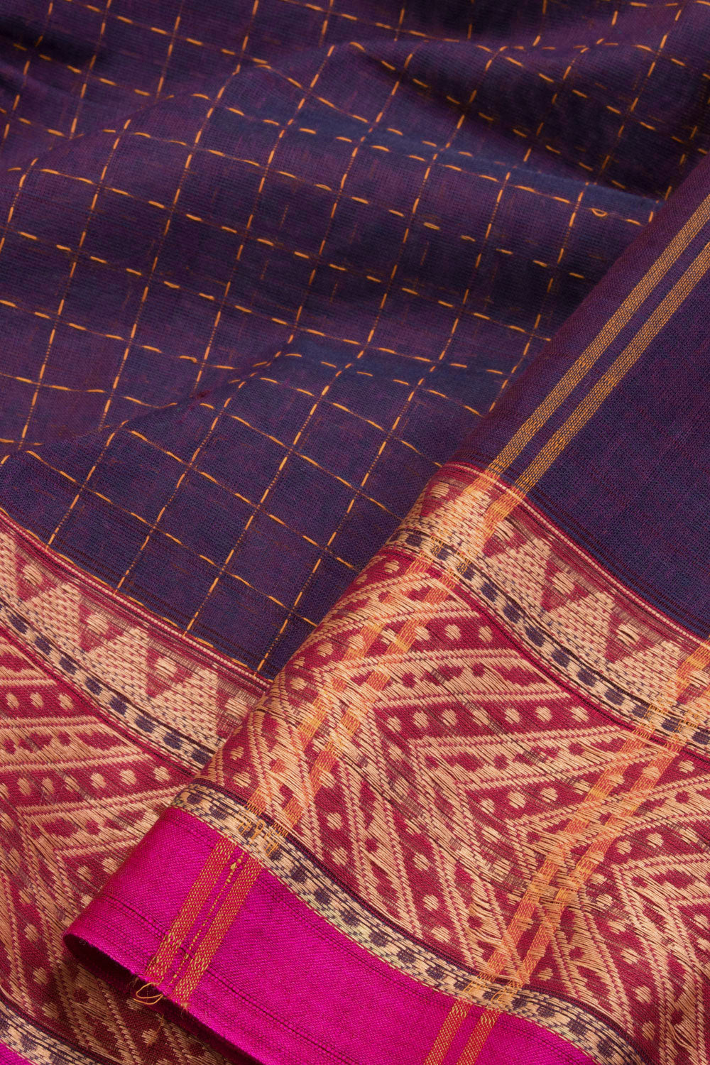 Purple Handloom Chettinad Cotton Saree 10069994