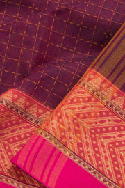 Maroon Handloom Chettinad Cotton Saree 10069996 - Avishya