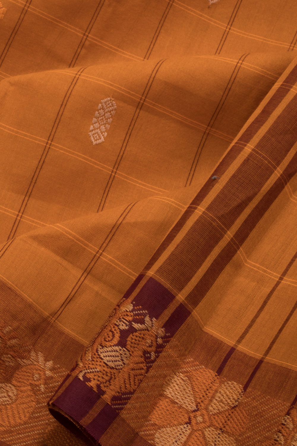 Brown Handloom Chettinad Cotton Saree 10070003 - Avishya