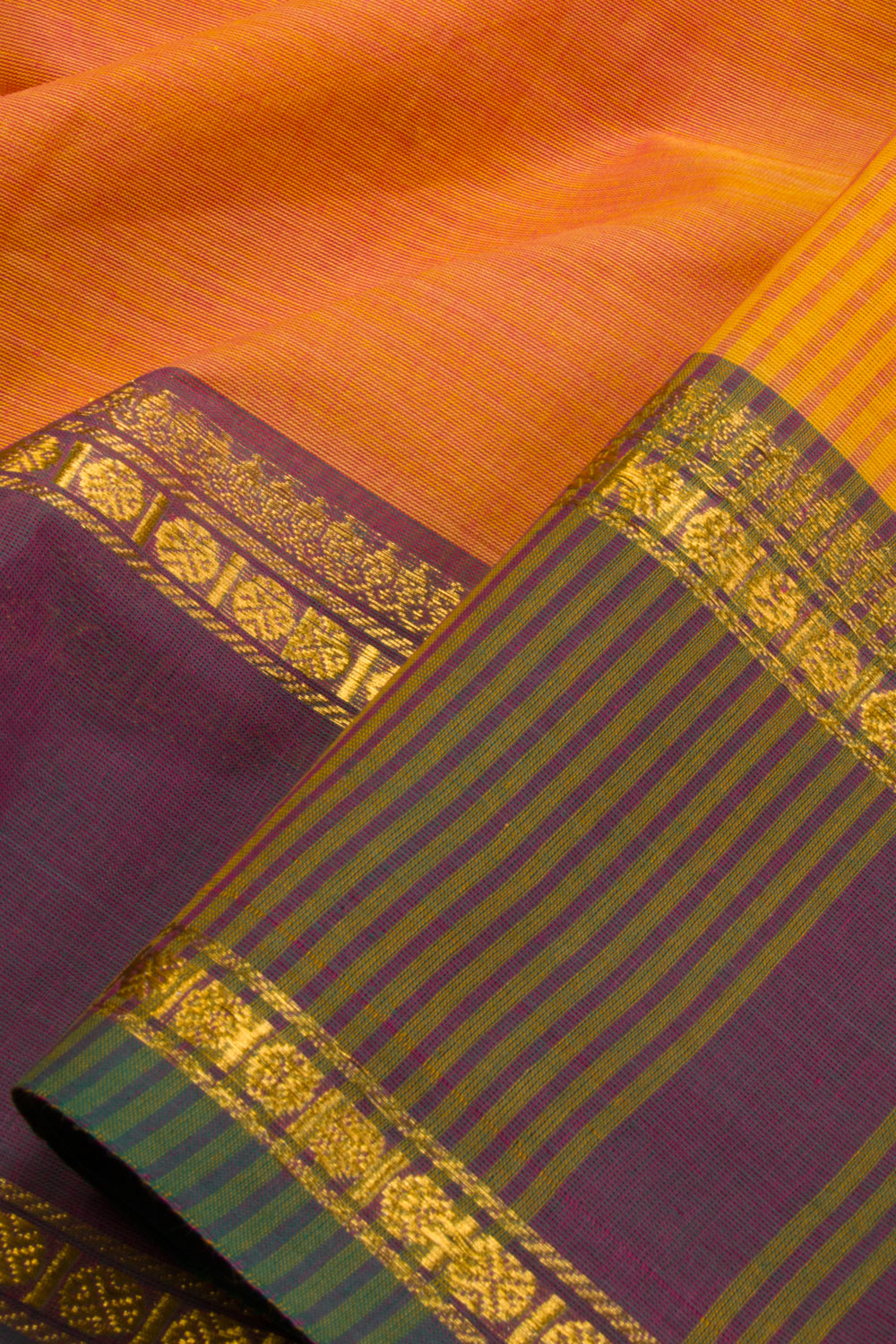 Dual Tone Yellow Handloom Chettinad Cotton Saree 10070072 - Avishya