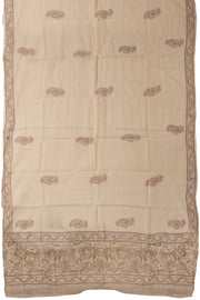 Cream 3-Piece Mulmul Cotton Salwar Suit Material with Kota Dupatta 10070090