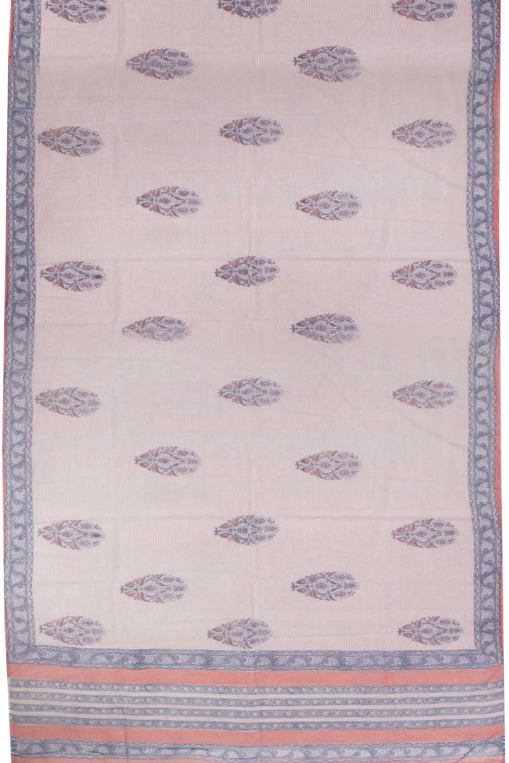 Peach 3-Piece Mulmul Cotton Salwar Suit Material With Kota Dupatta 10070099