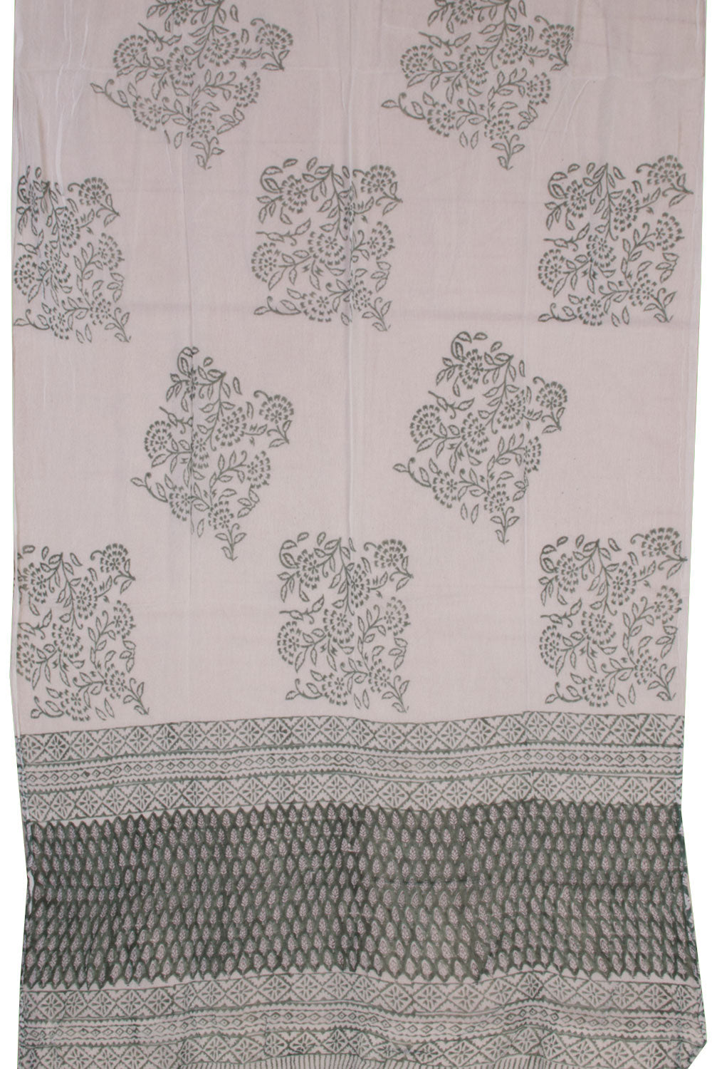 Green 3-Piece Cotton Salwar Suit Material With Chiffon Dupatta 10070131