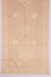 Beige Solid Style Cutwork Applique Embroidered Cotton 3 Piece Salwar Suit Material 10070150