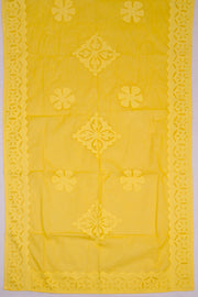 Yellow Barmer Applique Embroidered Cotton 3 Piece Salwar Suit Material 10070154