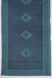 Midnight Blue Barmer Applique Embroidered Cotton 3 Piece Salwar Suit Material 10070156