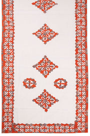 Red Ajrakh Printed Cutwork Applique Embroidered Cotton 3 Piece Salwar Suit Material