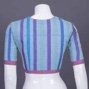 Steel Blue Striped Andhra Cotton Blouse 10070431
