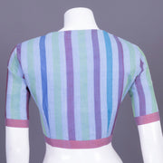 Steel Blue Striped Andhra Cotton Blouse 10070432