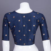 Navy Blue Aari Embroidered Tussar Silk Blouse 10077718