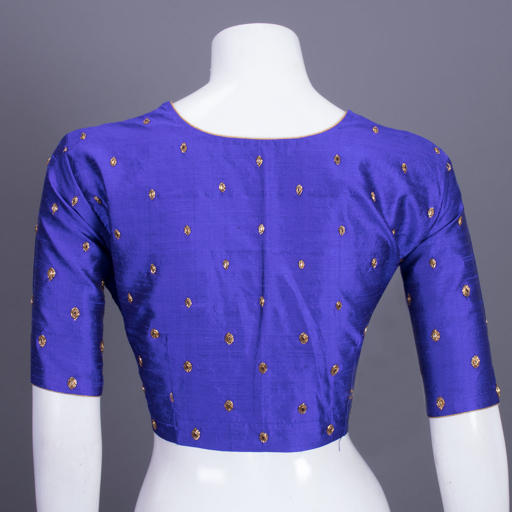 Azure Blue Aari Embroidered Tussar Silk Blouse