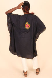 Black Sozni Embroidered Cotton Kaftan 10070455