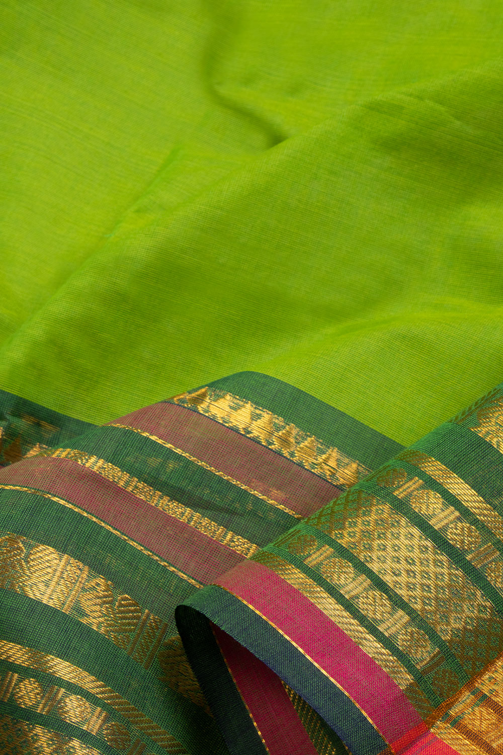 Parrot Green Handloom Chettinad Cotton Saree 10070055 - Avishya