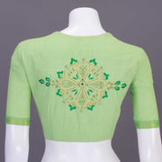 Green Aari Embroidered Mangalgiri Cotton Blouse 10077752