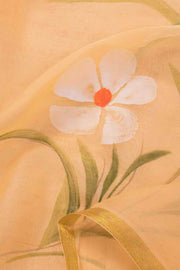 Coral Orange Hand Painted Chiffon Saree 10070970