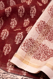 Deep Maroon Bagh Printed Silk Cotton Saree 10071007 - Avishya