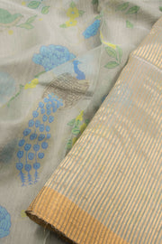 Sage Green Handloom Printed Chanderi Silk Cotton Saree