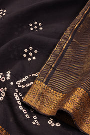 Black Bandhani Mangalgiri Cotton Saree