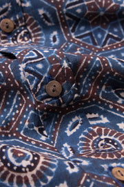Blue Full Sleeve Ajrakh Printed Cotton Mens Shirt 10071162