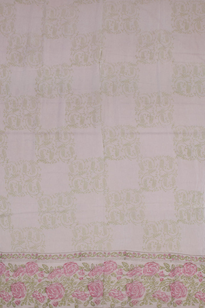White 3-Piece Cotton Salwar Suit Material With Chiffon Dupatta 10070121