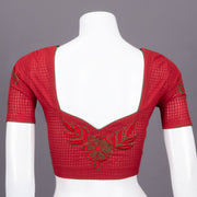 Maroon Slub Cotton Embroidered Blouse 