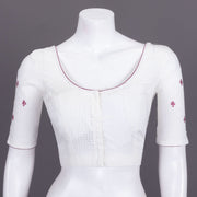 White Slub Cotton Embroidered Blouse