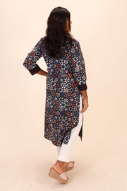 Blue Hand Block Printed Cotton Kurta 10071506