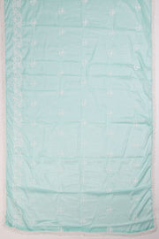 Teal Green Embroidered Silk 3-Piece Salwar Suit Material 10071611