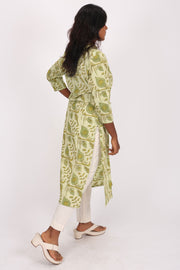 Green Handblock Vanaspati Printed Cotton Kurta