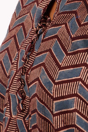 Deep Brown Ajrakh Printed Cotton Kurti 10072042