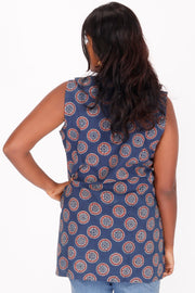 Ebullient Blue Ajrakh Printed Cotton Kurti 10072043