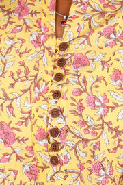 Baby Yellow Hand Block Printed Kurti 10072046