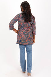 Chinese Blue Ajrakh Printed Cotton Kurti 10072056