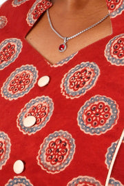 Lava Red Ajrakh Printed Cotton Kurti 10072058
