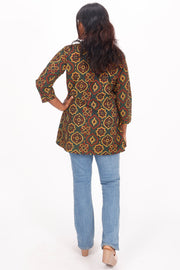  Kaitoke Green Ajrakh Printed Cotton Kurti 10072367