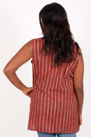 Rusty Red Ajrakh Printed Cotton Kurti 10072040