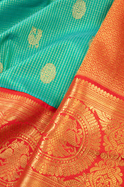 Teal Green Korvai Bridal Kanjivaram Silk Saree 10072745